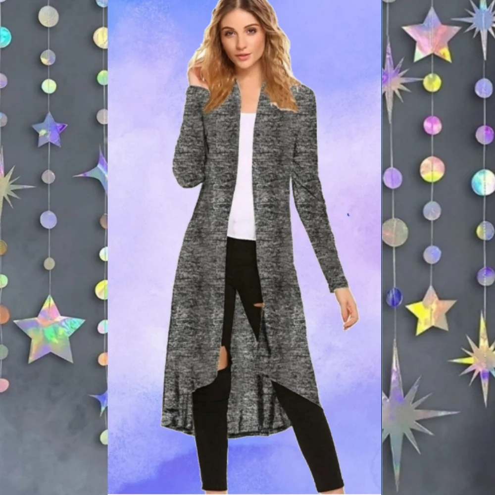 CP All-Season S Black Gray Heathered Long Sweater Jacket w Pockets NWT Nice Gift - Picture 8 of 10